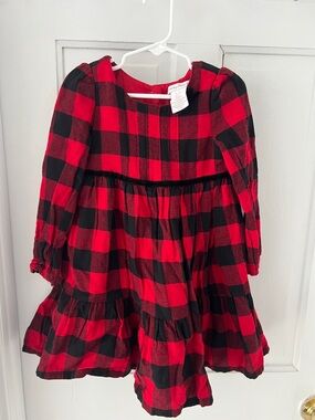 Tommy Bahama Red and Black Buffalo Plaid Tiered Dress